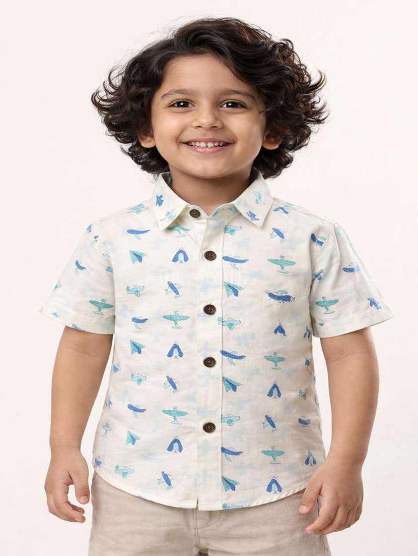 boys printed short sleeve casual shirt