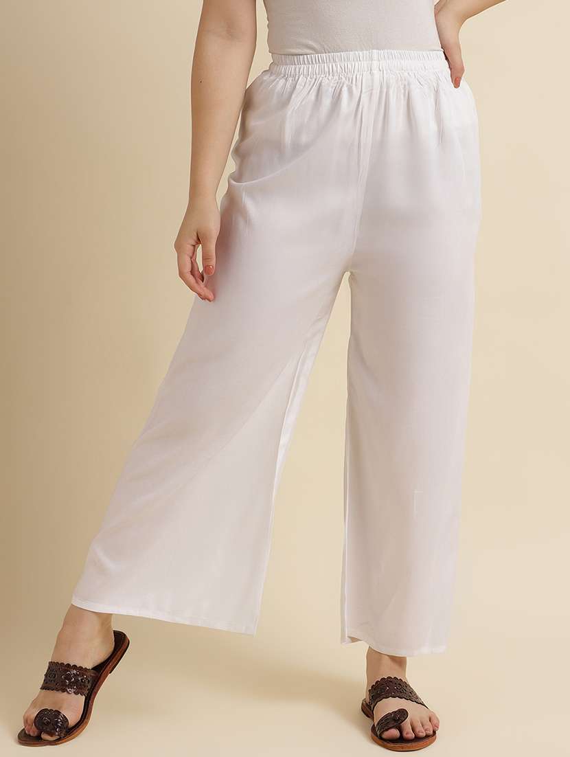 women solid mid rise straight fit palazzo - 22505224 -  Standard Image - 2