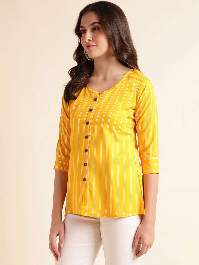 women striped round neck regular top - 22505239 -  Standard Image - 2