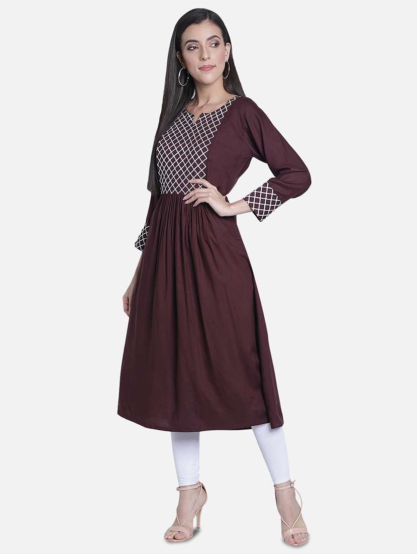 Women Embroidered Notch Neck Flared Kurta - 22505243 -  Standard Image - 2