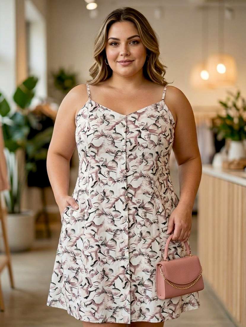 women printed sleeveless a-line dress