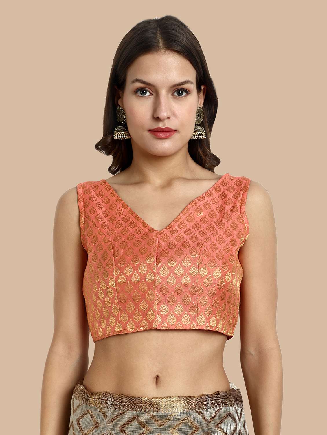 women self design v-neck stitched blouse
