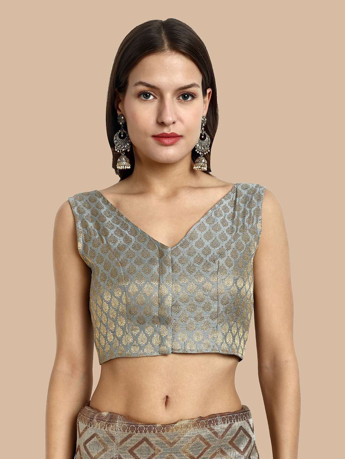 women self design v-neck stitched blouse