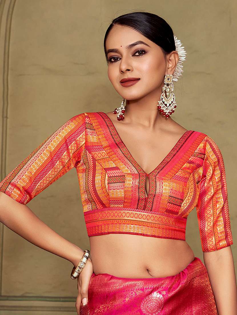women self design v-neck stitched blouse