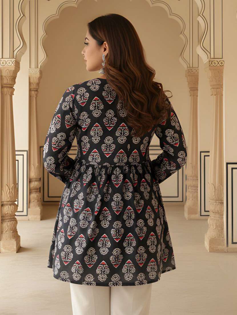 women printed long sleeve flared kurti - 22505316 -  Standard Image - 2