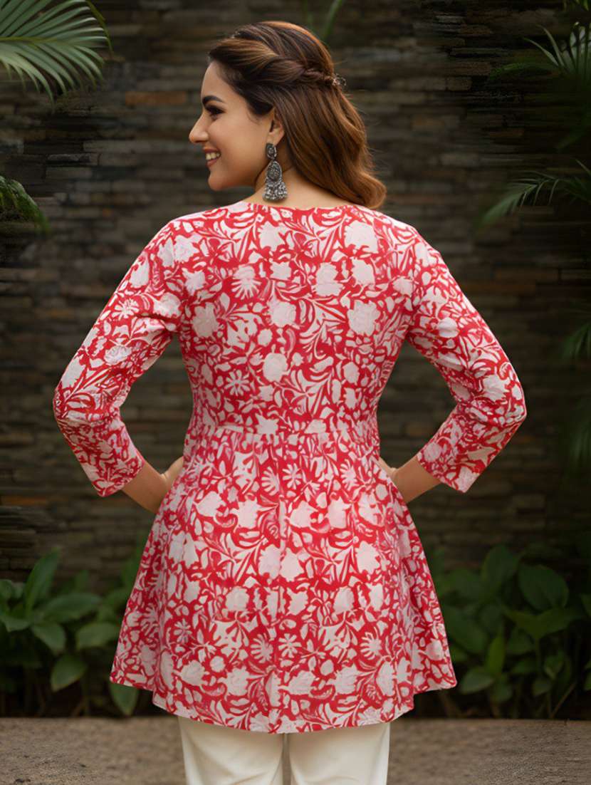 women printed long sleeve flared kurti - 22505318 -  Standard Image - 2
