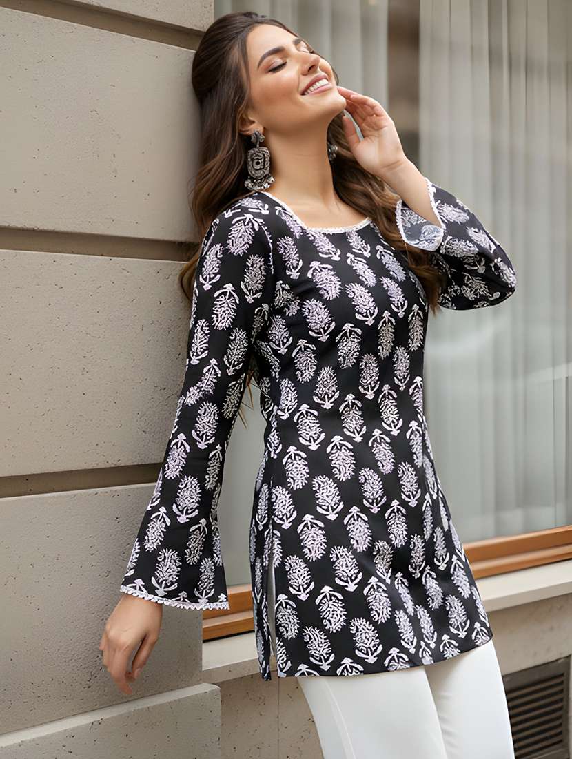 women printed long sleeve straight kurti - 22505319 -  Standard Image - 2