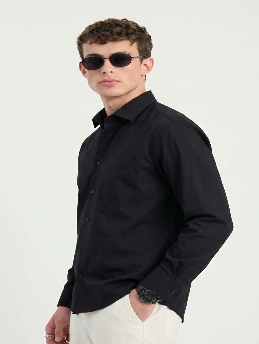 Men Solid Long Sleeve Regular Fit Casual Shirt - 22505392 -  Standard Image - 2