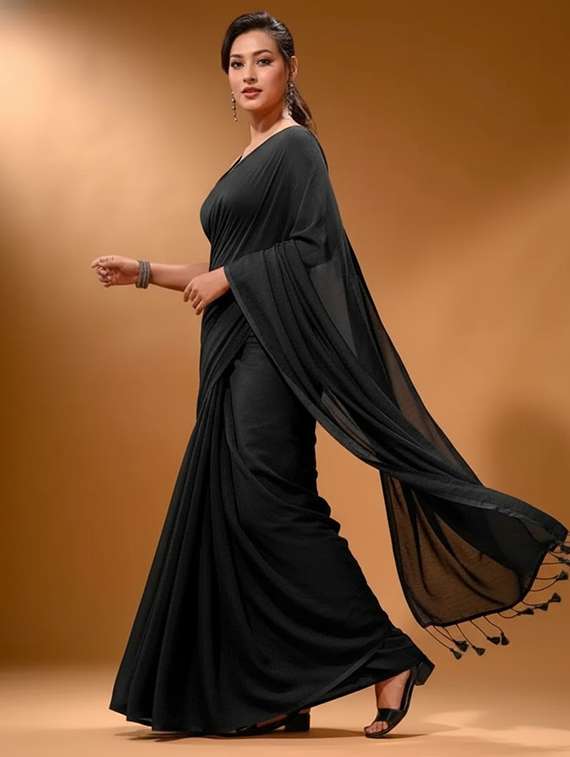 women solid handloom saree with blouse - 22505461 -  Standard Image - 2