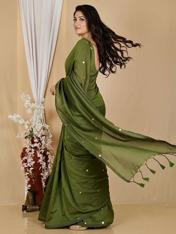 women solid with work handloom saree with blouse - 22505521 -  Standard Image - 2
