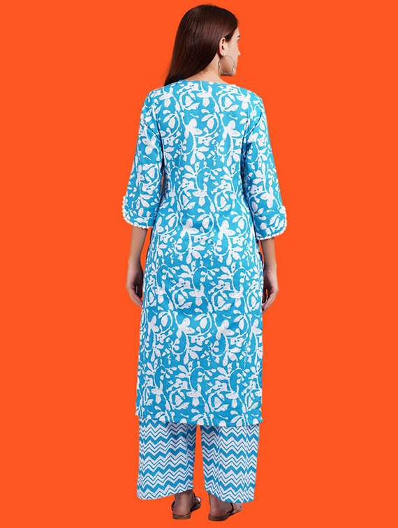 Women Printed Three Quarter Sleeve Kurta Pant Set - 22505854 -  Standard Image - 2