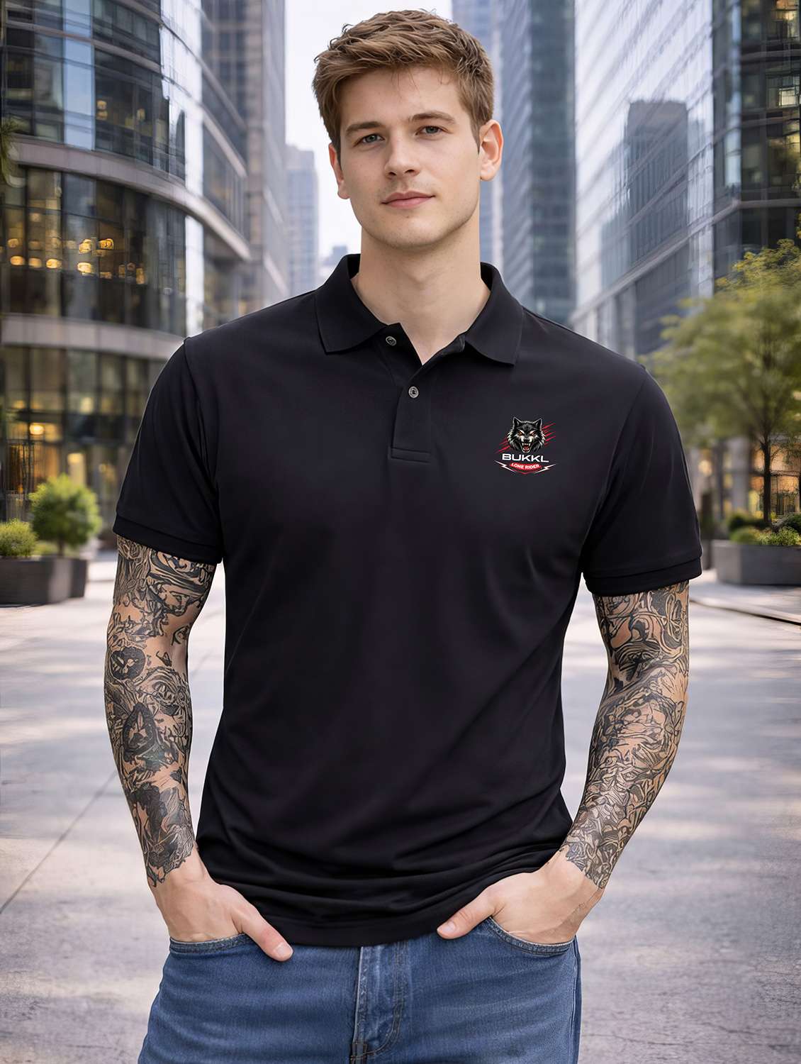 men logo print short sleeve regular fit polo t-shirt