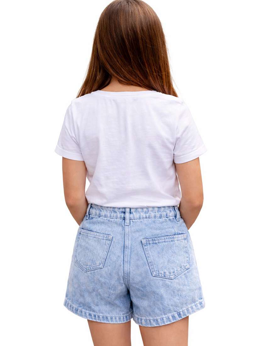 girls solid mid rise casual shorts - 22505977 -  Standard Image - 2