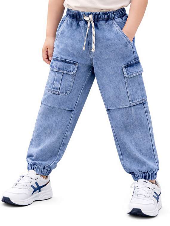 boys washed mid rise jogger fit cargo pant