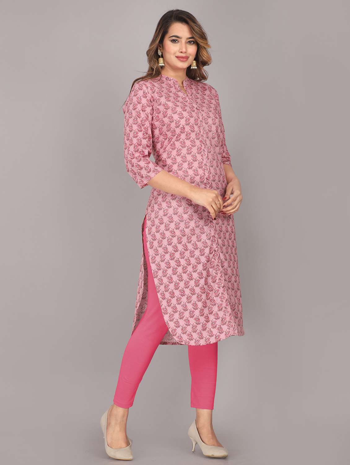 women printed three quarter sleeve straight kurta - 22506329 -  Standard Image - 2