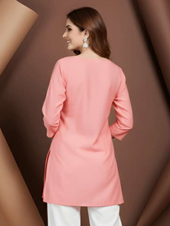 women embroidered round neck straight kurti - 22506415 -  Standard Image - 2
