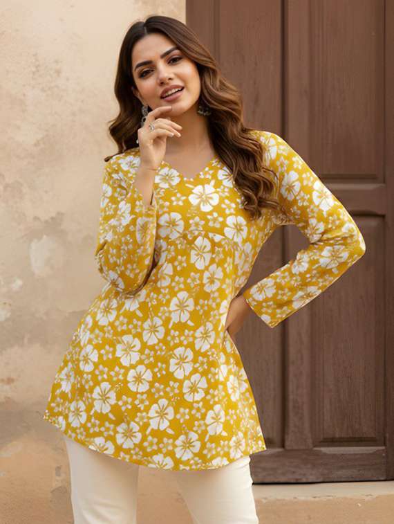 women printed v neck a-line kurti - 22506425 -  Standard Image - 2