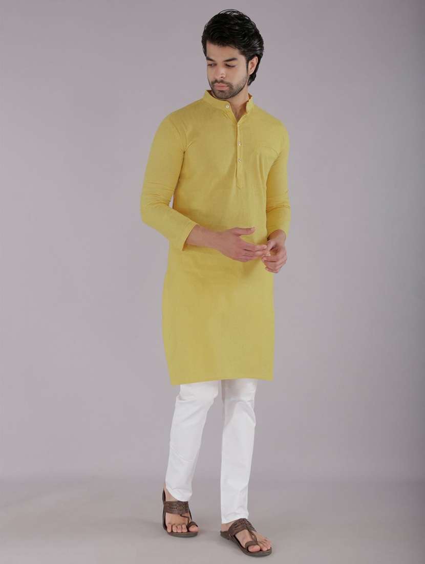 men solid mandarin neck long kurta - 22507621 -  Standard Image - 2