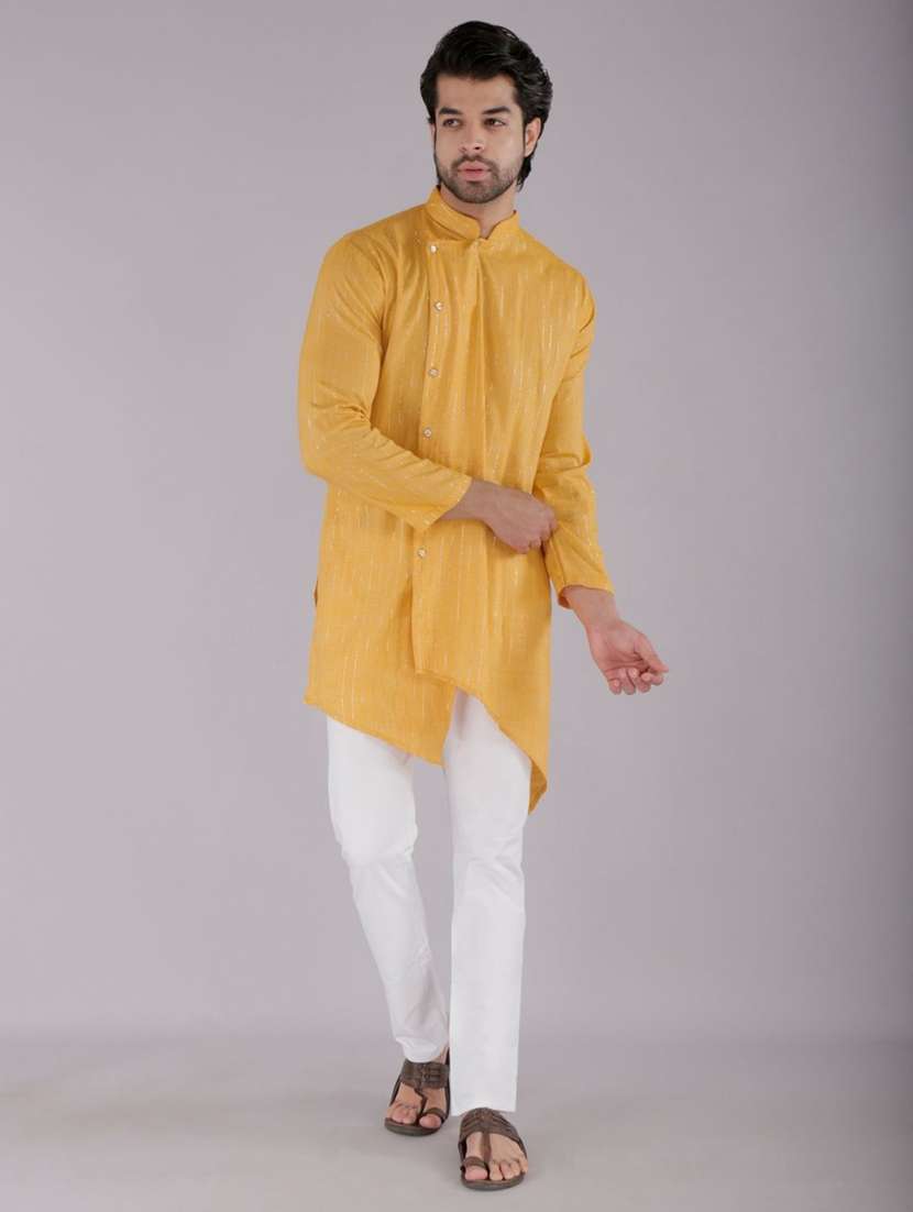 men self design mandarin neck angrakha kurta - 22507626 -  Standard Image - 2