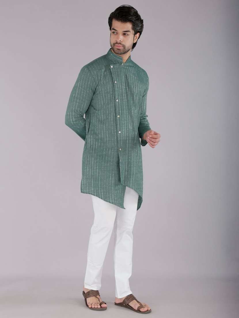 men self design mandarin neck angrakha kurta - 22507633 -  Standard Image - 2