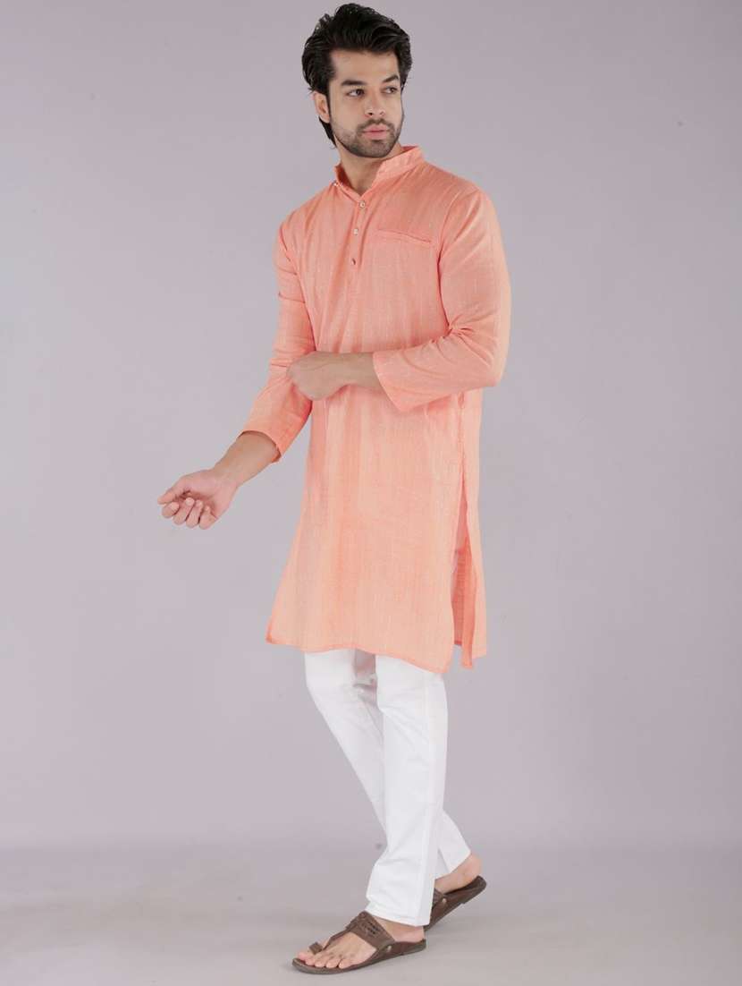men self design mandarin neck long kurta - 22507635 -  Standard Image - 2