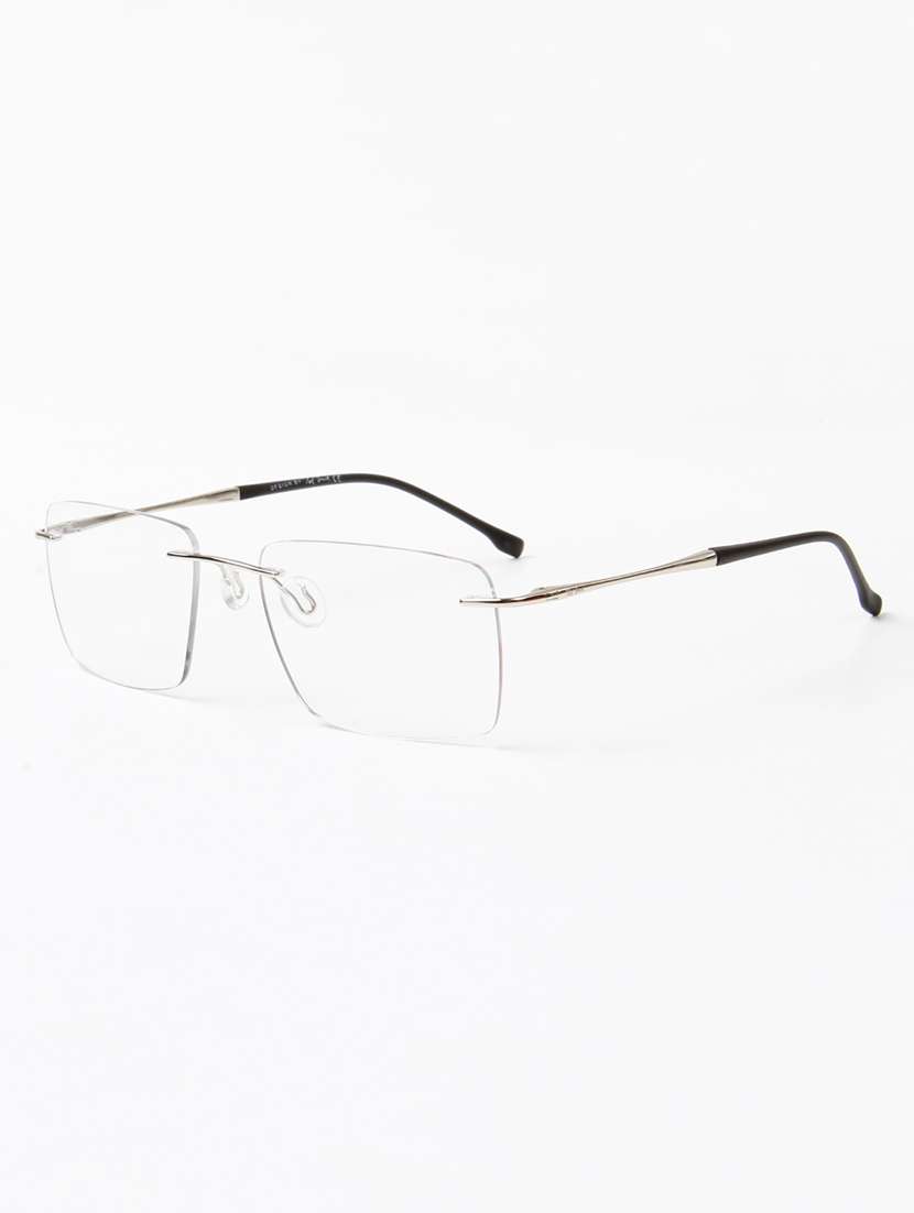 Ted Smith Unisex Titanium Rectangle Silver Rimless Frames - 22507704 -  Standard Image - 2