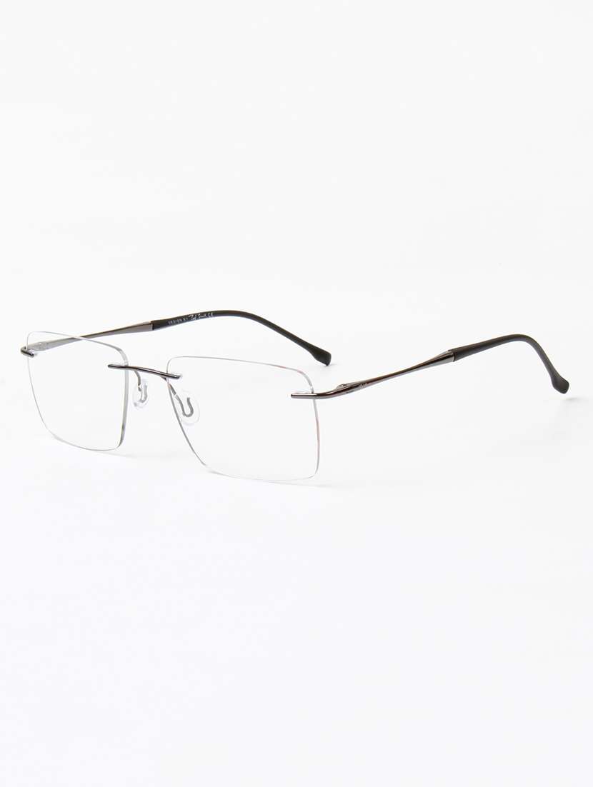 ted smith unisex titanium rectangle gunmetal rimless frames - 22507705 -  Standard Image - 2