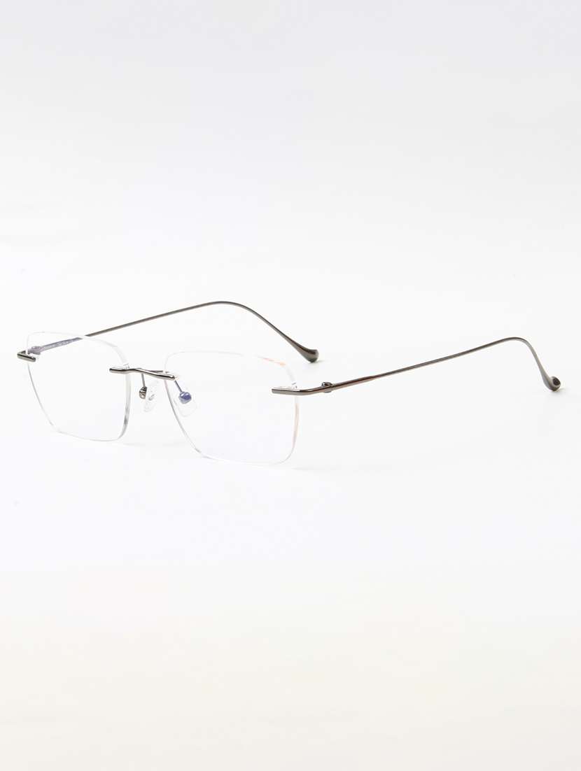 ted smith unisex titanium rectangle gunmetal rimless frames - 22507718 -  Standard Image - 2