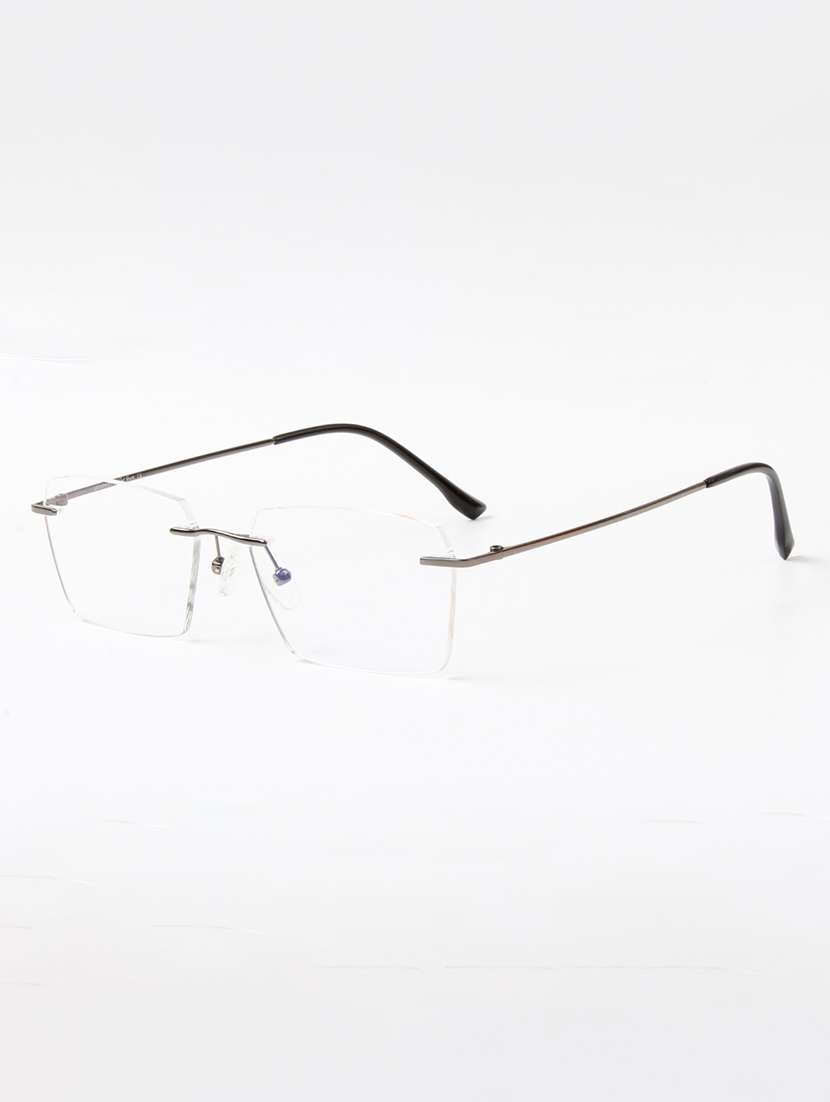 ted smith unisex titanium rectangle gunmetal rimless frames - 22507721 -  Standard Image - 2