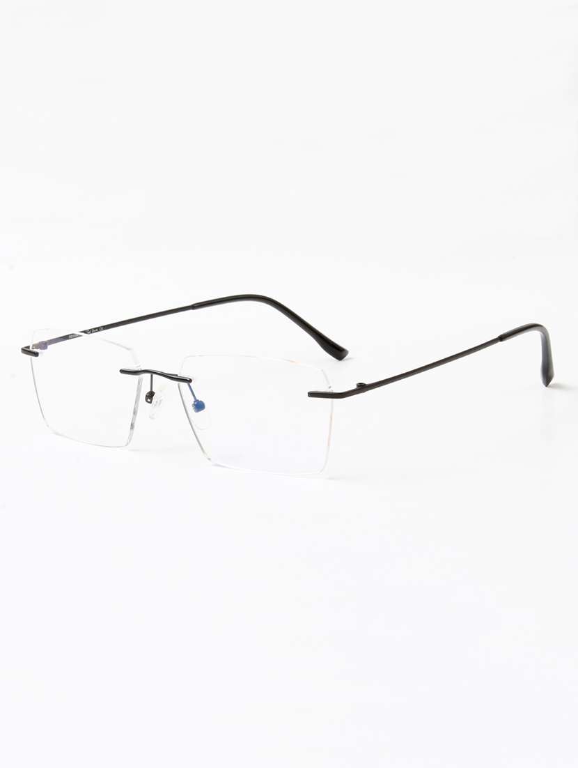 ted smith unisex titanium rectangle black rimless frames - 22507723 -  Standard Image - 2
