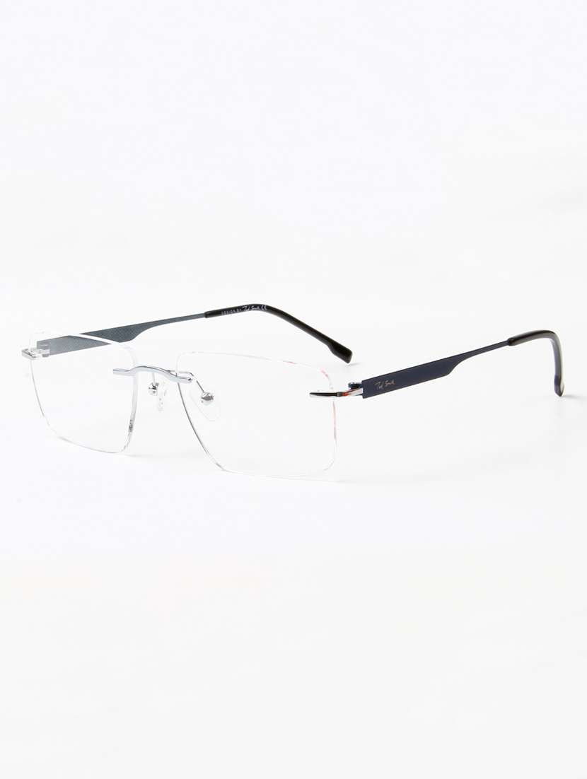ted smith unisex metal rectangle silver rimless frames - 22507729 -  Standard Image - 2