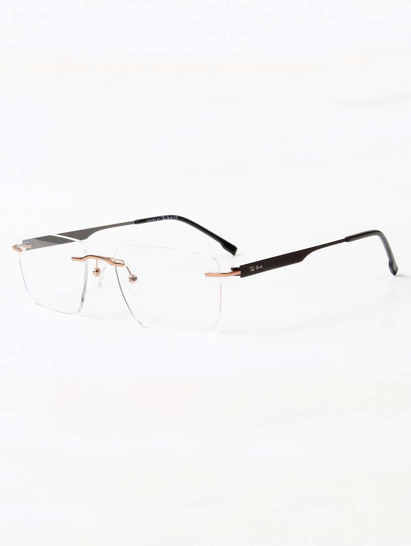 ted smith unisex metal rectangle gold rimless frames - 22507730 -  Standard Image - 2