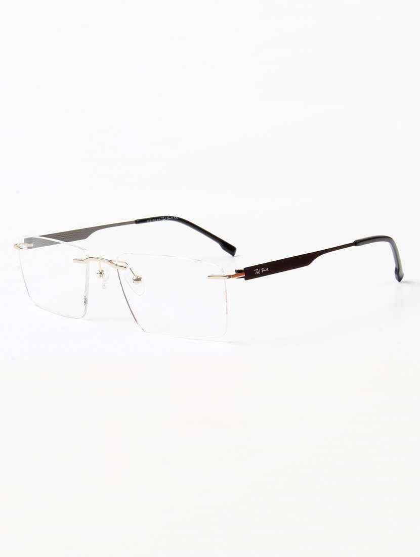 ted smith unisex metal rectangle gold rimless frames - 22507731 -  Standard Image - 2