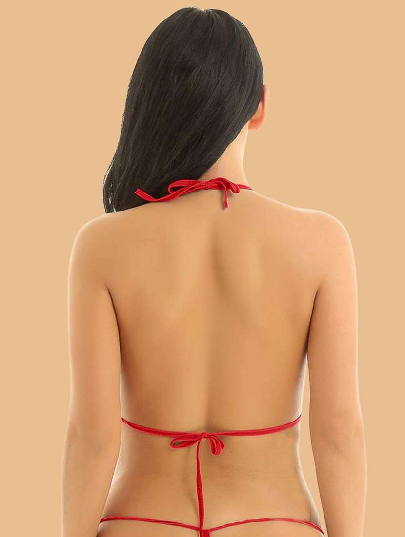women solid halter neck bikini set - 22507769 -  Standard Image - 2
