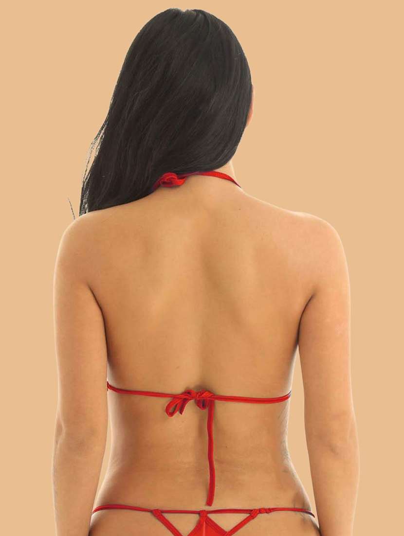women solid halter neck bikini set - 22507774 -  Standard Image - 2