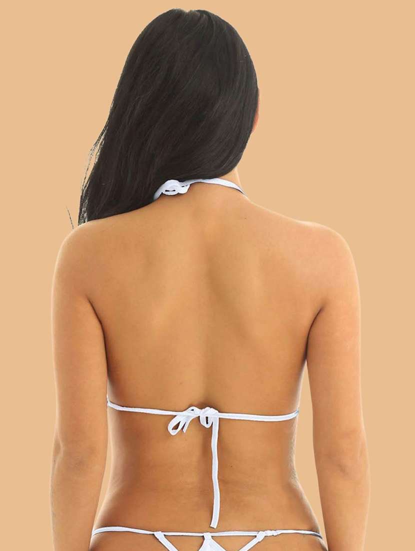 women solid halter neck bikini set - 22507775 -  Standard Image - 2