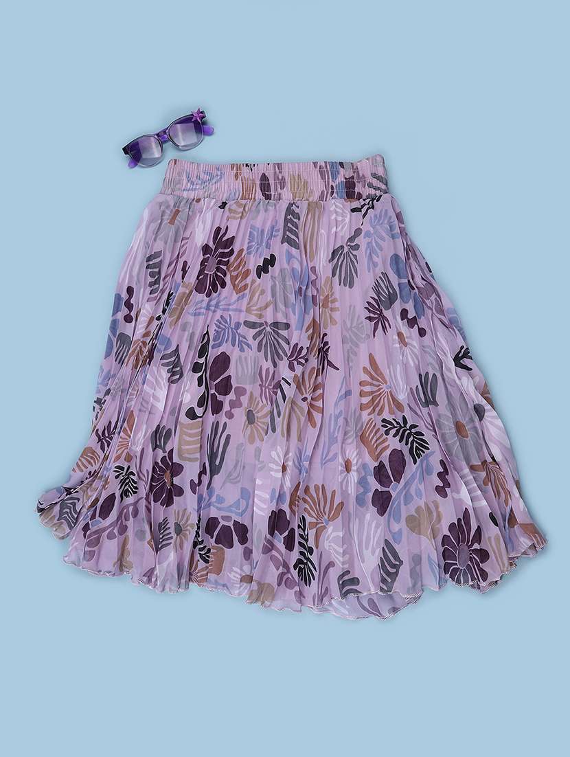Girls Printed Mid Rise Pleated Skirt - 22507855 -  Standard Image - 2
