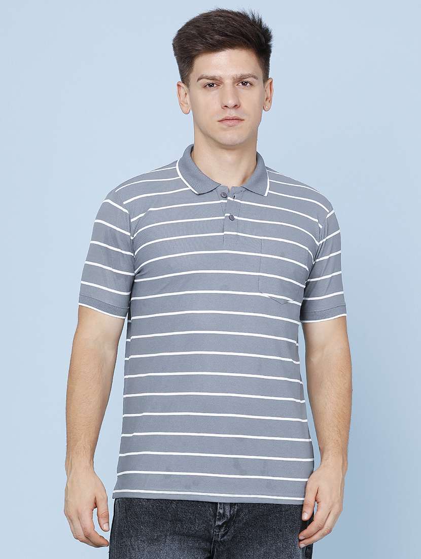 Men Striped Short Sleeve Regular Fit Polo T-shirt - 22508351 -  Standard Image - 2