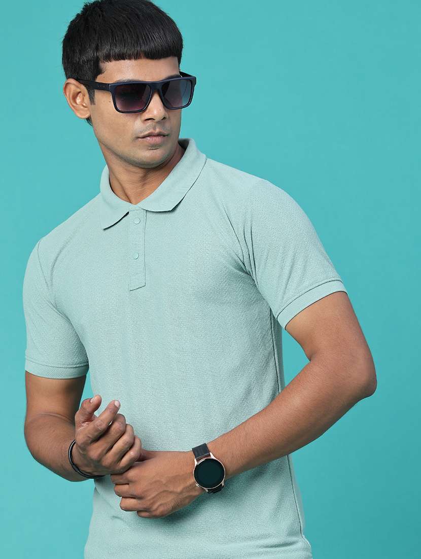 men self design short sleeve slim fit polo t-shirt