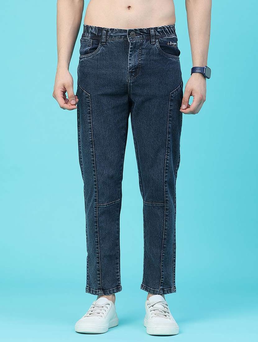 men plain mid rise ankle length slim fit jeans