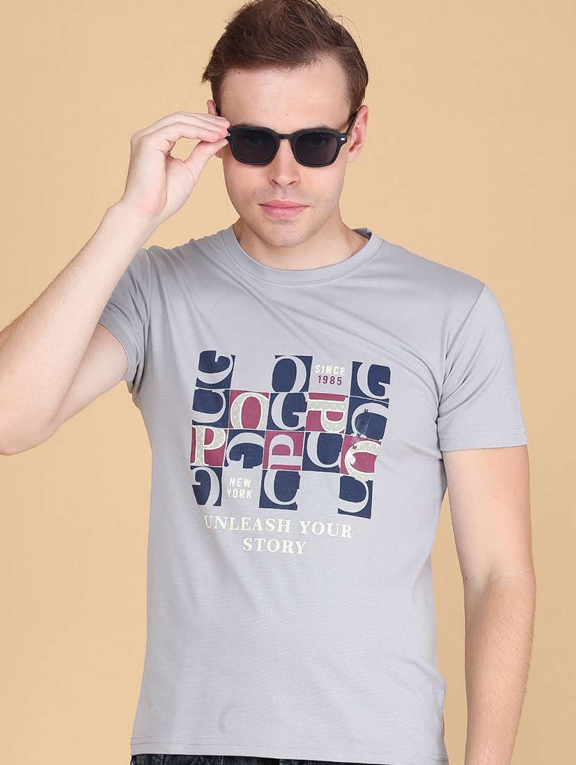 men printed short sleeves slim fit t-shirt