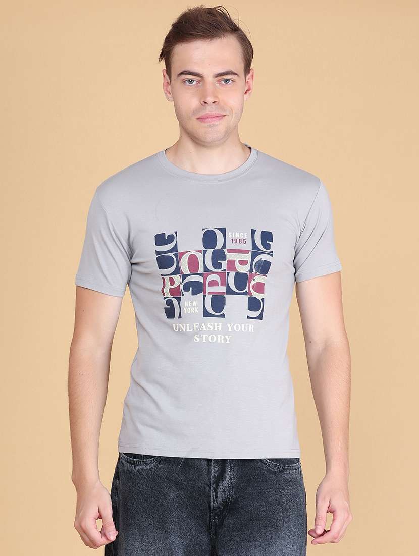 Men Printed Short Sleeves Slim Fit T-shirt - 22508641 -  Standard Image - 2