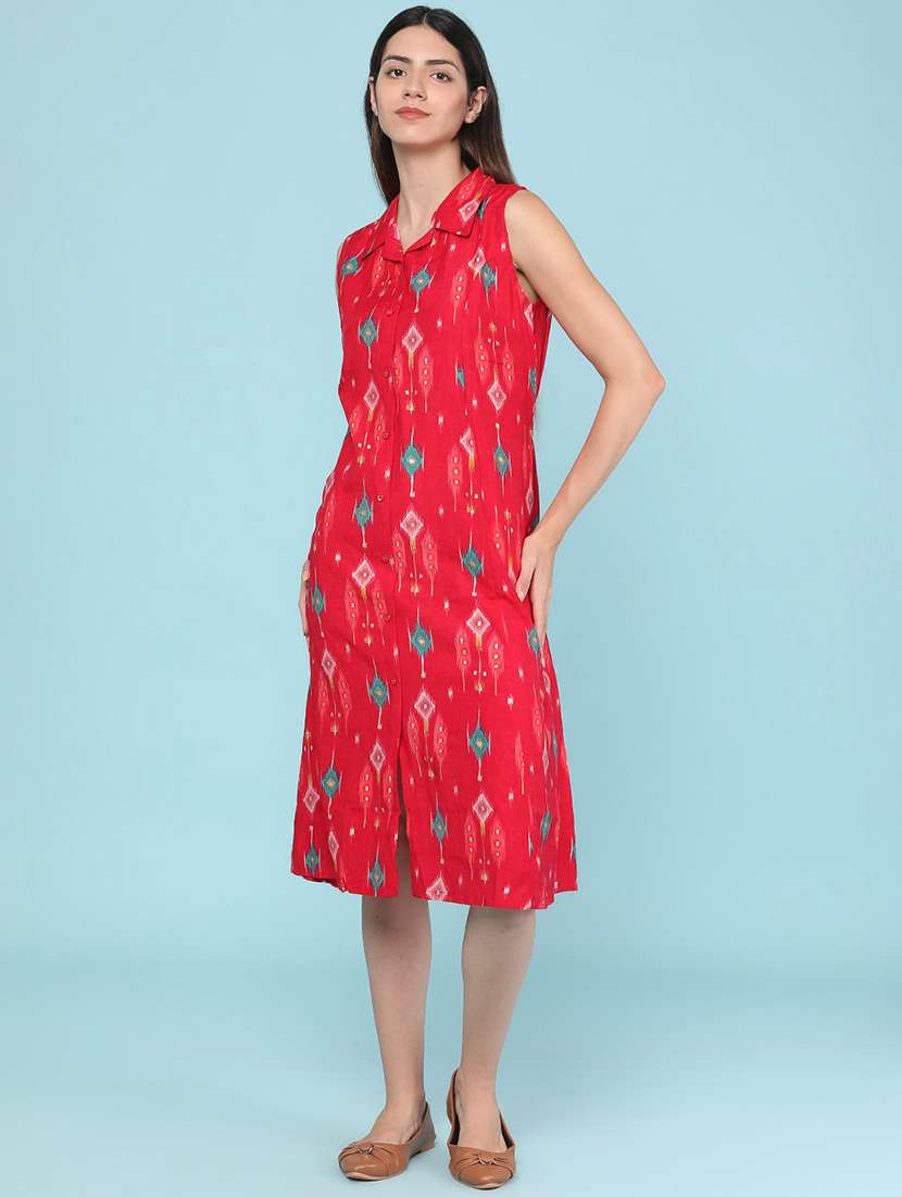 Women Printed Sleeveless A-line Dress - 22508769 -  Standard Image - 2