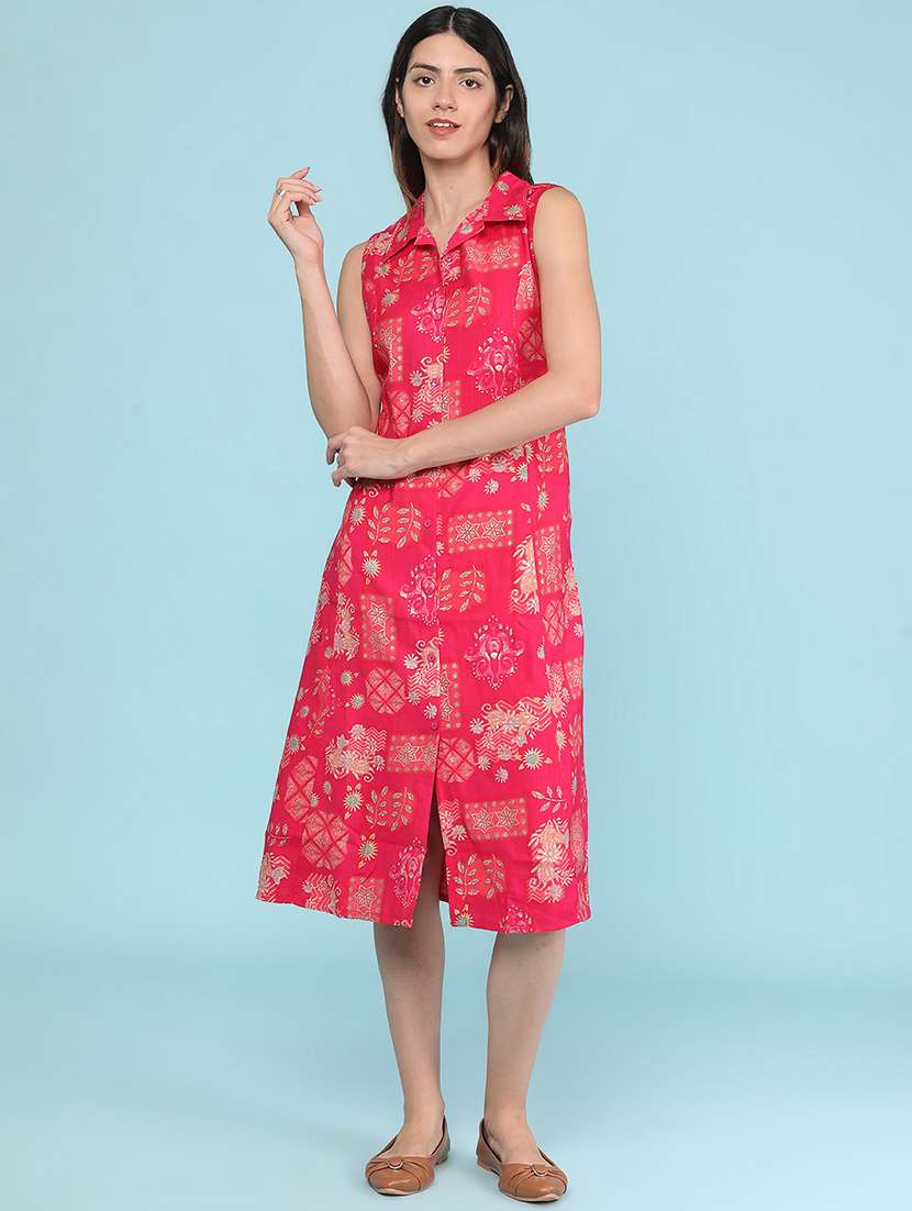 Women Printed Sleeveless A-line Dress - 22508775 -  Standard Image - 2