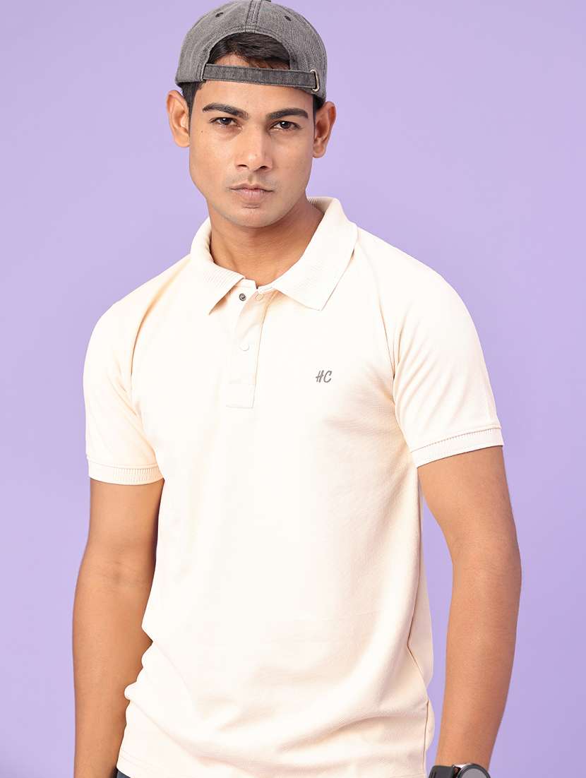 men solid short sleeve slim fit polo t-shirt