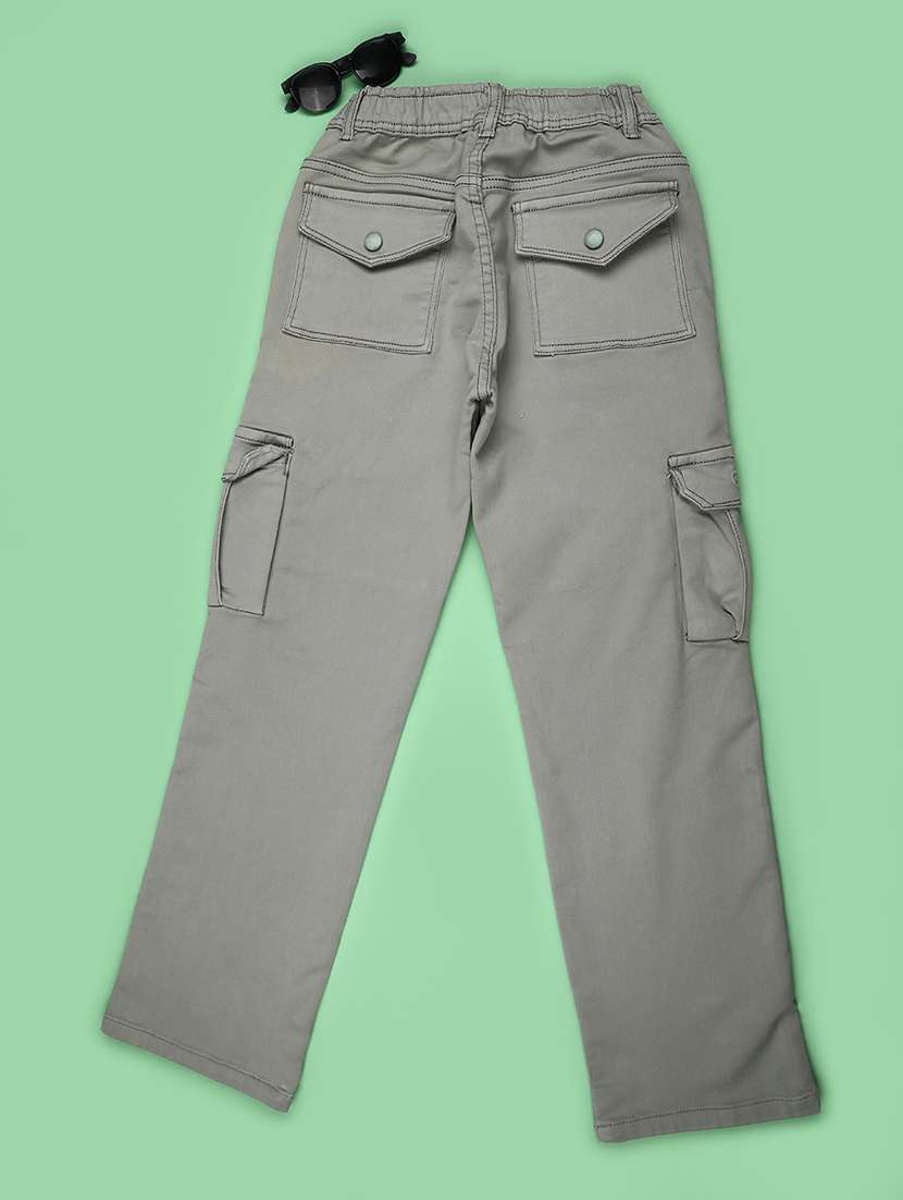 boys solid mid rise regular fit cargo pant - 22509059 -  Standard Image - 2