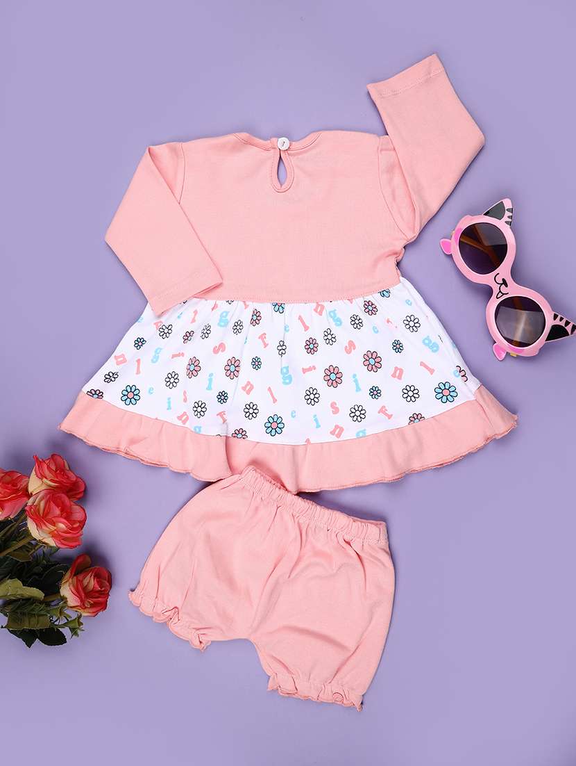 Girls Printed Long Sleeves Frock With Bloomer - 22509141 -  Standard Image - 2