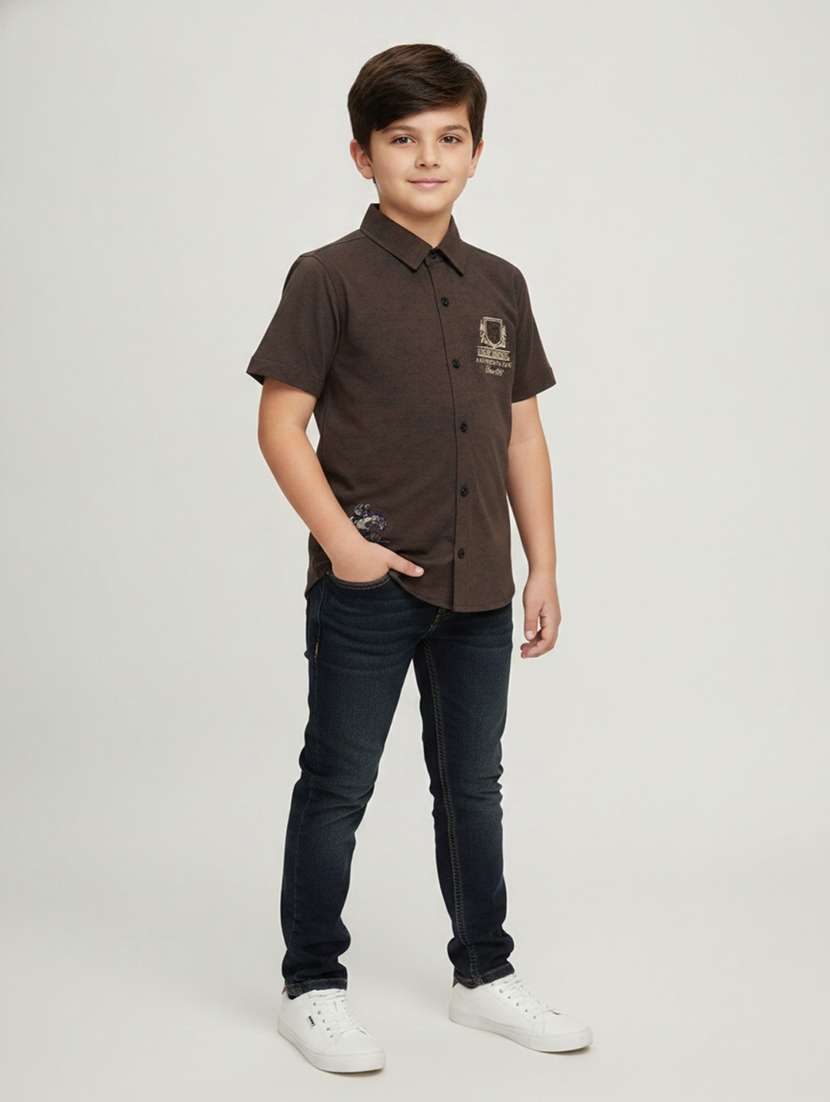 boys printed short sleeves egular fit shirt