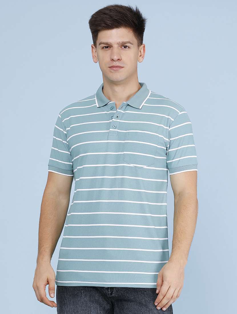 Men Striped Short Sleeves Polo T-shirt - 22509532 -  Standard Image - 2