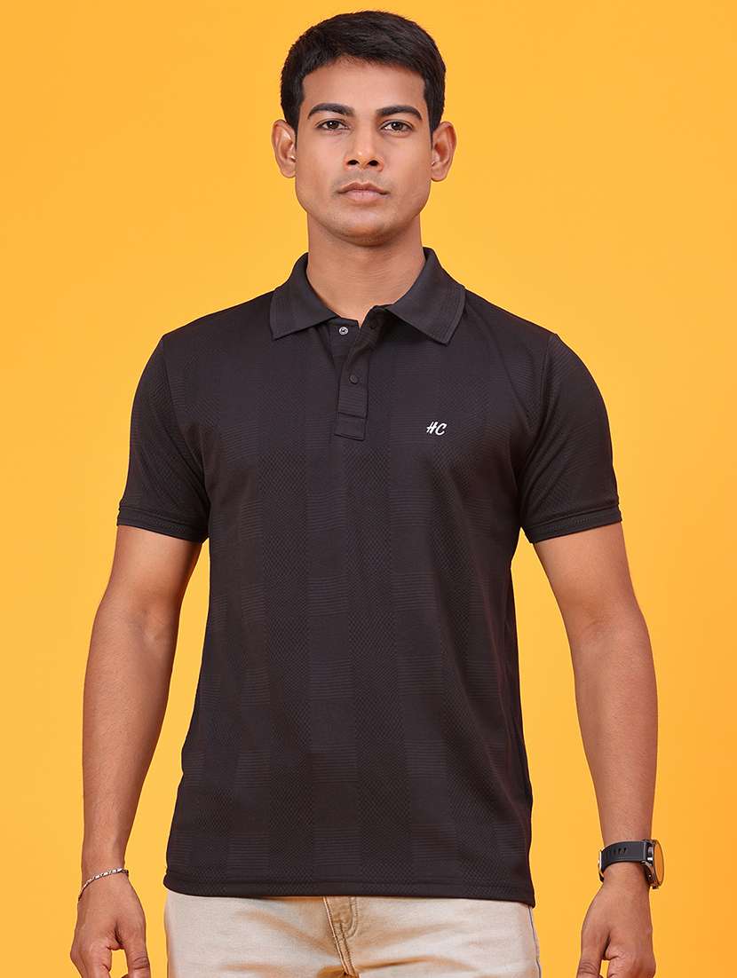 Men Self Design Short Sleeve Slim Fit Polo T-shirt - 22509540 -  Standard Image - 2